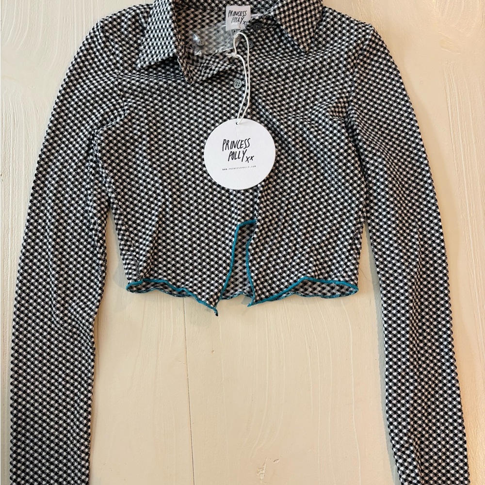 Princess Polly Monochrome Checkered Button-Up